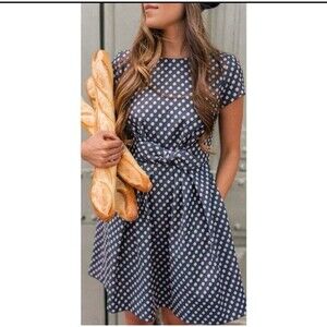 NWT Gal Meets Glam Collection Amy Polka Dot Fit Flare Dress Sz 8 Wedding Guest